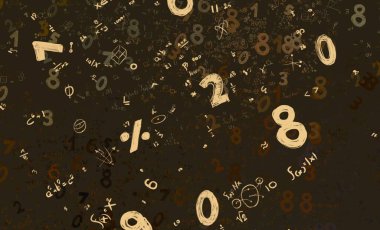 Matematik. 2D çizim. Numaralı soyut arkaplan, boşluğu kopyala 