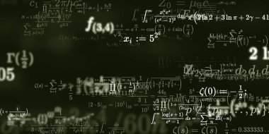 Formüllü matematik geçmişi, kusursuz çizimler. Renkli sembollü soyut desen  