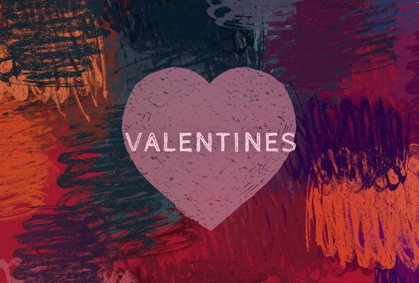 Abstract Valentijn Achtergrond Kunst Harten Doek Veelkleurige Romantische Achtergrond Hedendaagse — Stockfoto