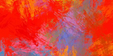 Soyut arka plan sanatı. 2D çizim. Etkileyici yağlı boya resim. Tuvalde fırça darbeleri. Modern sanat. Çok renkli arkaplan. Çağdaş sanat. İfade. Sanatsal dijital palet.