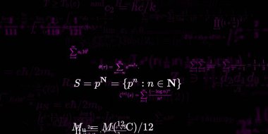 Formüllü matematik geçmişi, kusursuz çizimler. Renkli sembollü soyut desen  
