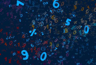 Matematik. 2D çizim. Numaralı soyut arkaplan, boşluğu kopyala 