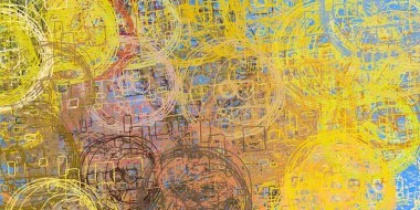 Soyut arka plan sanatı. 2D çizim. Etkileyici yağlı boya resim. Tuvalde fırça darbeleri. Modern sanat. Çok renkli arkaplan. Çağdaş sanat. İfade. Sanatsal dijital palet.