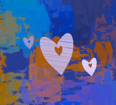 Soyut arka plan sanatı. 2D çizim. Etkileyici yağlı boya resim. Tuvalde fırça darbeleri. Modern sanat. Çok renkli arkaplan. Çağdaş sanat. İfade. Sanatsal dijital palet.