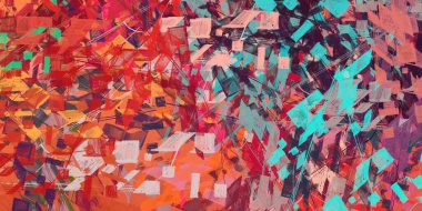 Soyut arka plan sanatı. 2D çizim. Etkileyici yağlı boya resim. Tuvalde fırça darbeleri. Modern sanat. Çok renkli arkaplan. Çağdaş sanat. İfade. Sanatsal dijital palet.