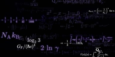 Formüllü matematik geçmişi, kusursuz çizimler. Renkli sembollü soyut desen  