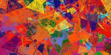 Soyut arka plan sanatı. 2D çizim. Etkileyici yağlı boya resim. Tuvalde fırça darbeleri. Modern sanat. Çok renkli arkaplan. Çağdaş sanat. İfade. Sanatsal dijital palet.