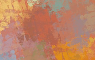 Soyut arka plan sanatı. 2D çizim. Etkileyici yağlı boya resim. Tuvalde fırça darbeleri. Modern sanat. Çok renkli arkaplan. Çağdaş sanat. İfade. Sanatsal dijital palet.