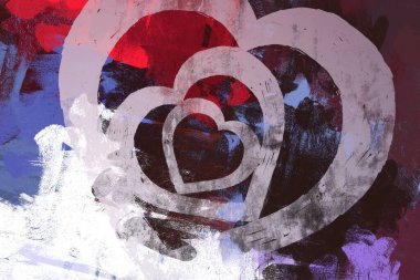 Soyut arka plan sanatı. 2D çizim. Etkileyici yağlı boya resim. Tuvalde fırça darbeleri. Modern sanat. Çok renkli arkaplan. Çağdaş sanat. İfade. Sanatsal dijital palet.