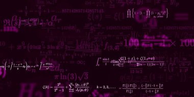 Formüllü matematik geçmişi, kusursuz çizimler. Renkli sembollü soyut desen  