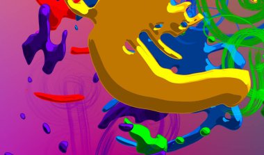 Soyut arka plan sanatı. 3 boyutlu illüstrasyon. Tuvalde fırça darbeleri. Çok renkli arkaplan. Çağdaş sanat. Sanatsal dijital palet.