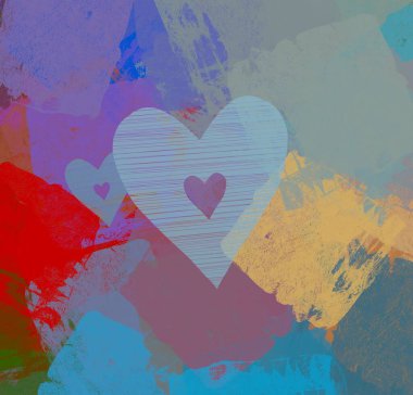 Soyut arka plan sanatı. 2D çizim. Etkileyici yağlı boya resim. Tuvalde fırça darbeleri. Modern sanat. Çok renkli arkaplan. Çağdaş sanat. İfade. Sanatsal dijital palet.