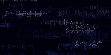 Formüllü matematik geçmişi, kusursuz çizimler. Renkli sembollü soyut desen  