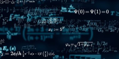Formüllü matematik geçmişi, kusursuz çizimler. Renkli sembollü soyut desen  