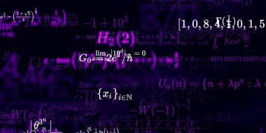 Formüllü matematik geçmişi, kusursuz çizimler. Renkli sembollü soyut desen  