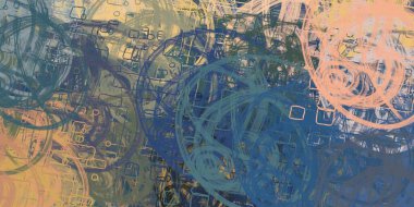 Soyut arka plan sanatı. 2D çizim. Etkileyici yağlı boya resim. Tuvalde fırça darbeleri. Modern sanat. Çok renkli arkaplan. Çağdaş sanat. İfade. Sanatsal dijital palet.