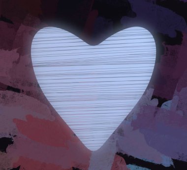 Soyut Sevgililer Günü arkaplan sanatı. Kalpler tuvalde. Çok renkli romantik bir fon. Çağdaş sanat. Sanatsal dijital palet.