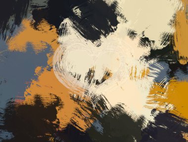 Soyut arka plan sanatı. 2D çizim. Etkileyici yağlı boya resim. Tuvalde fırça darbeleri. Modern sanat. Çok renkli arkaplan. Çağdaş sanat. İfade. Sanatsal dijital palet.