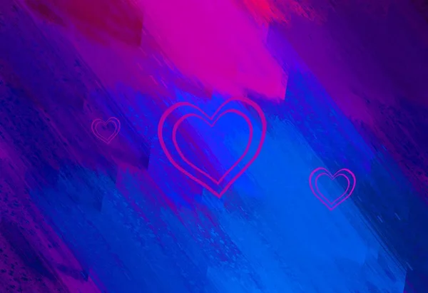 Abstract Valentine Background Art Hearts Canvas Multicolored Romantic Backdrop Contemporary — Stock Photo, Image