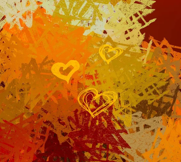 Abstract Valentine Background Art Hearts Canvas Multicolored Romantic Backdrop Contemporary — Stock Photo, Image