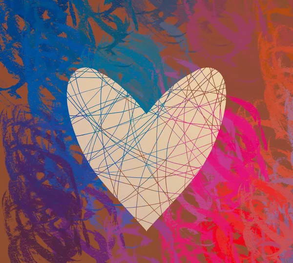 Abstract Valentine Background Art Corazones Sobre Lienzo Fondos Románticos Multicolor — Foto de Stock