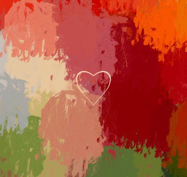 Soyut Sevgililer Günü arkaplan sanatı. Kalpler tuvalde. Çok renkli romantik bir fon. Çağdaş sanat. Sanatsal dijital palet.