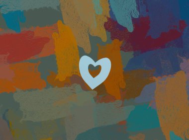 Soyut Sevgililer Günü arkaplan sanatı. Kalpler tuvalde. Çok renkli romantik bir fon. Çağdaş sanat. Sanatsal dijital palet.