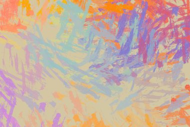 Soyut arka plan sanatı. 2D çizim. Etkileyici yağlı boya resim. Tuvalde fırça darbeleri. Modern sanat. Çok renkli arkaplan. Çağdaş sanat. İfade. Sanatsal dijital palet.