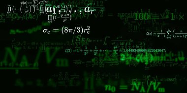 Formüllü matematik geçmişi, kusursuz çizimler. Renkli sembollü soyut desen  