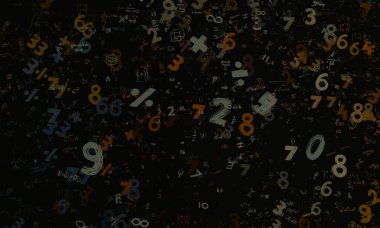 Matematik. 2D çizim. Numaralı soyut arkaplan, boşluğu kopyala 