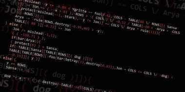 Yazılım geliştirici programlama kodu. Soyut modern sanal bilgisayar senaryosu. Masaüstü ekranında yazılım geliştirici programcının çalışması 