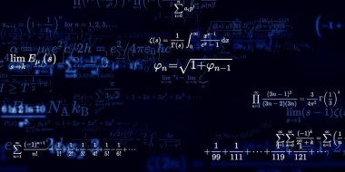 Formüllü matematik geçmişi, kusursuz çizimler. Renkli sembollü soyut desen  