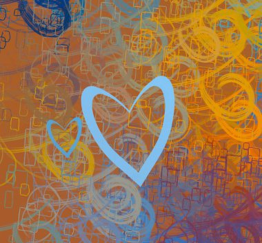 Soyut Sevgililer Günü arkaplan sanatı. Kalpler tuvalde. Çok renkli romantik bir fon. Çağdaş sanat. Sanatsal dijital palet.