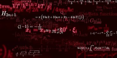 Formüllü matematik geçmişi, kusursuz çizimler. Renkli sembollü soyut desen  