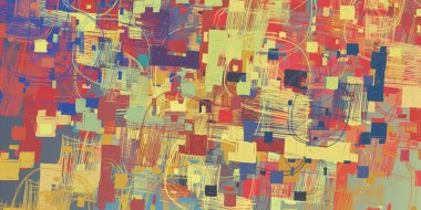 Soyut arka plan sanatı. 2D çizim. Etkileyici yağlı boya resim. Tuvalde fırça darbeleri. Modern sanat. Çok renkli arkaplan. Çağdaş sanat. İfade. Sanatsal dijital palet.