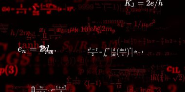 Formüllü matematik geçmişi, kusursuz çizimler. Renkli sembollü soyut desen  