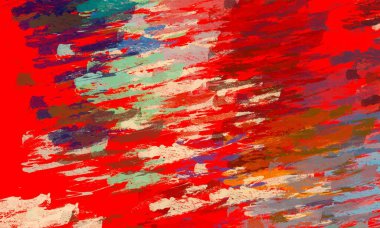 Soyut arka plan sanatı. 2D çizim. Etkileyici yağlı boya resim. Tuvalde fırça darbeleri. Modern sanat. Çok renkli arkaplan. Çağdaş sanat. İfade. Sanatsal dijital palet.