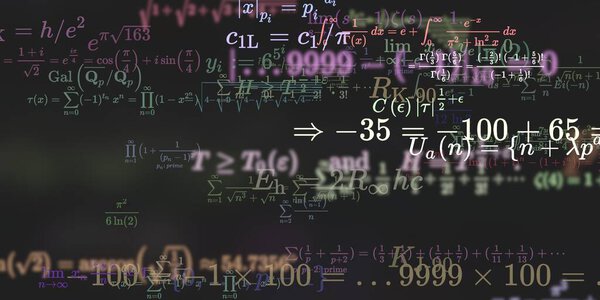 Mathematics background with formulas, seamless illustration   