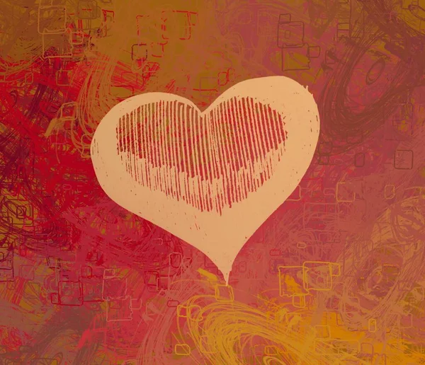 Abstract Valentine Background Art Corazones Sobre Lienzo Fondos Románticos Multicolor — Foto de Stock