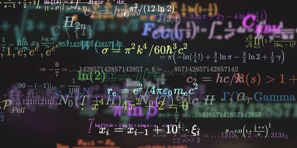 Wiskunde Achtergrond Met Formules Naadloze Illustratie Abstract Patroon Met Kleurrijke — Stockfoto