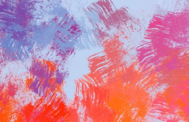 Soyut arka plan sanatı. 2D çizim. Etkileyici yağlı boya resim. Tuvalde fırça darbeleri. Modern sanat. Çok renkli arkaplan. Çağdaş sanat. İfade. Sanatsal dijital palet.