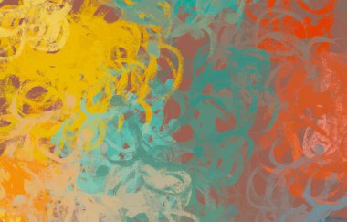 Soyut arka plan sanatı. 2D çizim. Etkileyici yağlı boya resim. Tuvalde fırça darbeleri. Modern sanat. Çok renkli arkaplan. Çağdaş sanat. İfade. Sanatsal dijital palet.