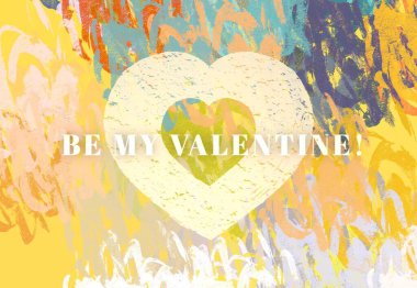 Soyut Sevgililer Günü arkaplan sanatı. Kalpler tuvalde. Çok renkli romantik bir fon. Çağdaş sanat. Sanatsal dijital palet.