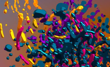 Soyut arka plan sanatı. 3 boyutlu illüstrasyon. Tuvalde fırça darbeleri. Çok renkli arkaplan. Çağdaş sanat. Sanatsal dijital palet.