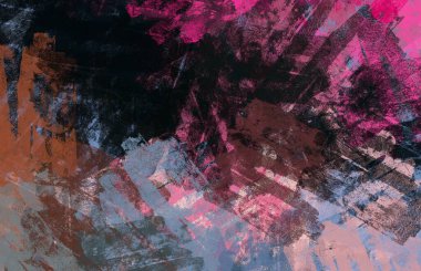 Soyut arka plan sanatı. 2D çizim. Etkileyici yağlı boya resim. Tuvalde fırça darbeleri. Modern sanat. Çok renkli arkaplan. Çağdaş sanat. İfade. Sanatsal dijital palet.