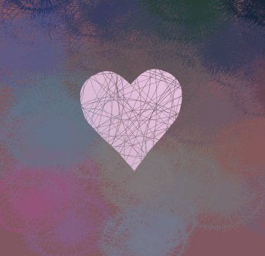 Soyut Sevgililer Günü arkaplan sanatı. Kalpler tuvalde. Çok renkli romantik bir fon. Çağdaş sanat. Sanatsal dijital palet.