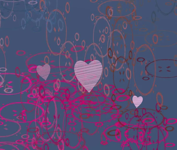 Abstract Valentine Background Art Corazones Sobre Lienzo Fondos Románticos Multicolor —  Fotos de Stock