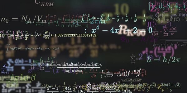 Mathematics background with formulas, seamless illustration   