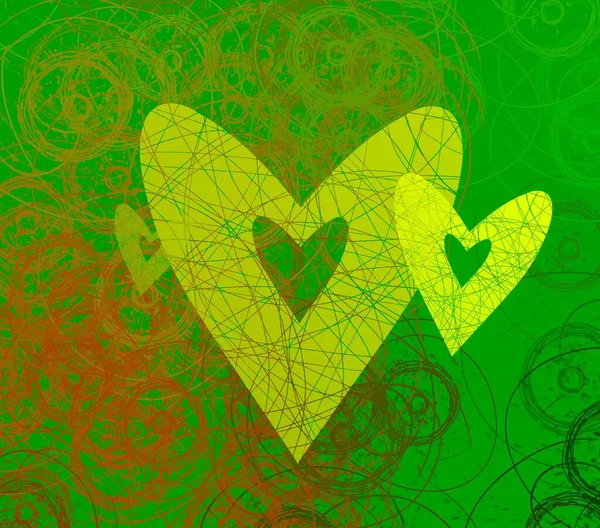 Abstract Valentine Background Art Corazones Sobre Lienzo Fondos Románticos Multicolor — Foto de Stock