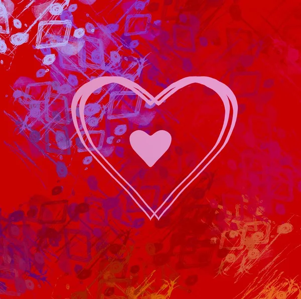 Abstract Valentine Background Art Corazones Sobre Lienzo Fondos Románticos Multicolor — Foto de Stock